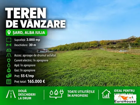 Teren intravilan de vânzare în Alba Iulia, zona Ampoița, 3.000 mp