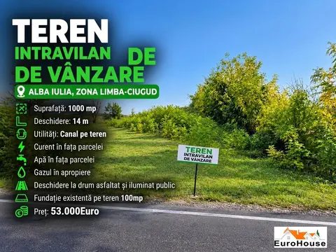 Teren intravilan de vânzare în Ciugud, zona Limba, 1.000 mp