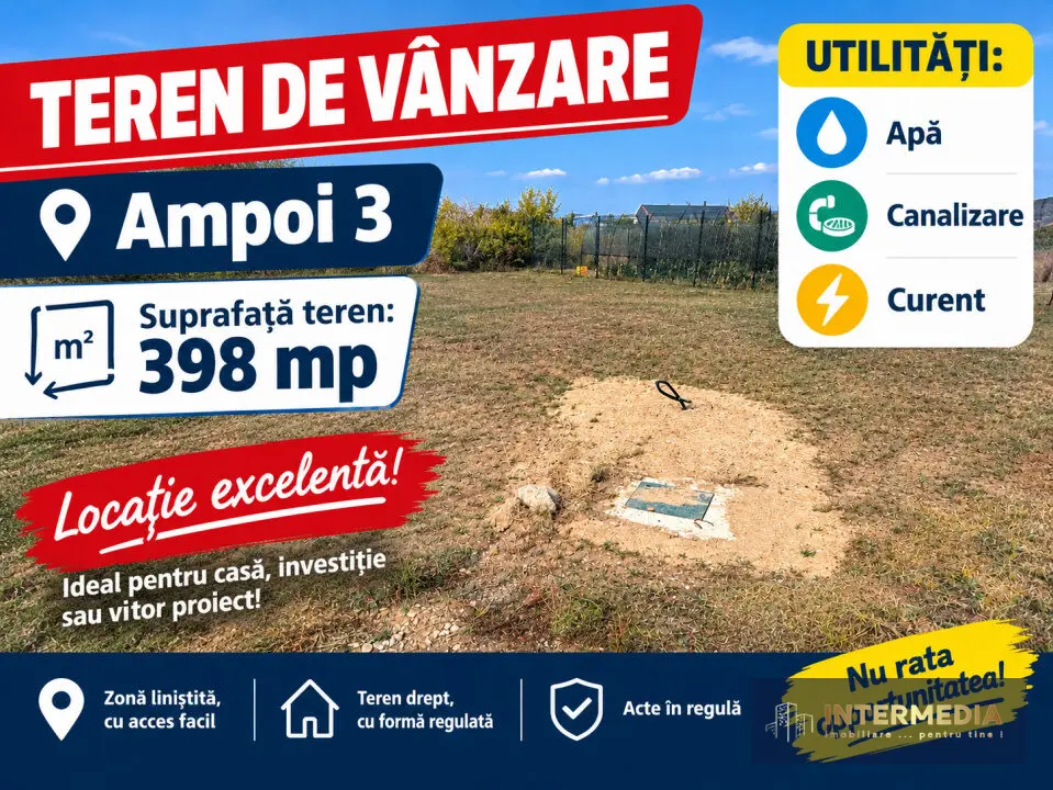 Teren intravilan în Alba Iulia, zona Ampoi 3, 398 mp, apă și canalizare pe teren, fotografia 1