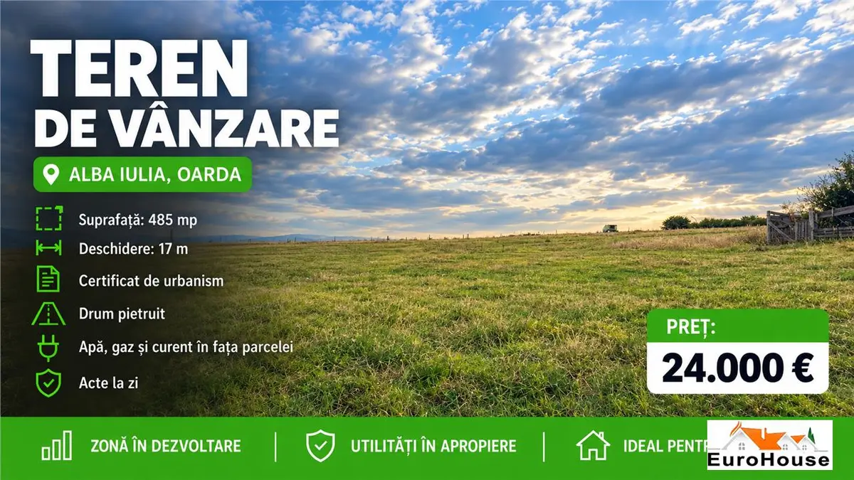 Teren intravilan de vânzare în Alba Iulia, zona Oarda, 485 mp, fotografia 1