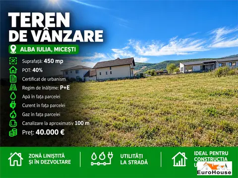 Teren Intravilan De Vanzare Alba Iulia I Micesti I 450MP I 16M Deschidere