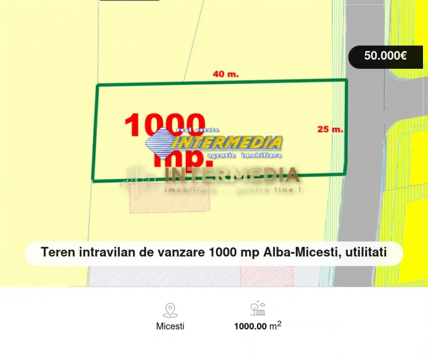 Teren intravilan de vanzare 1000 mp Alba-Micesti, utilitati, fotografia 4