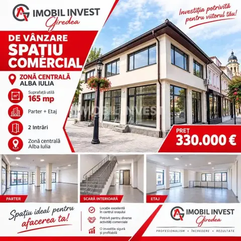 Spațiu comercial P+E, 165 mp, în zona Centru din Alba Iulia, cu două accese