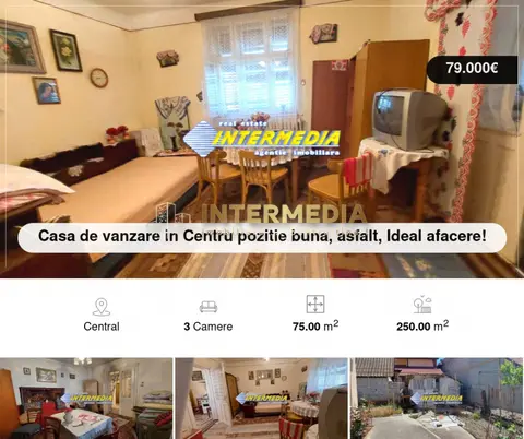 Casa de vanzare in Centru pozitie buna, asfalt, Ideal afacere!