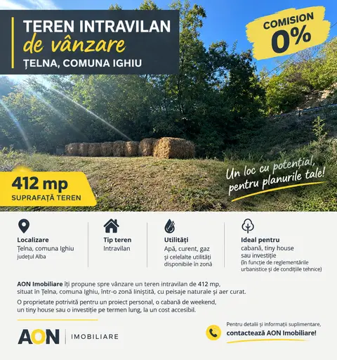 Teren Intravilan, 412 mp, Telna, Comuna Ighiu